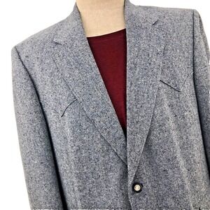 NWOT Circle S Mens Tweed Blazer Sport Coat 48R Western Navy Cowboy Dallas Preppy